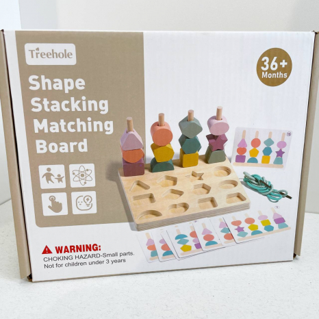 Дерев'яний сортер рамка-вкладиш Геометричні фігури з шнурівкою, картками завданнями C15039