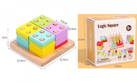 Логічна дерев'яна пірамідка головоломка з завданнями C15051