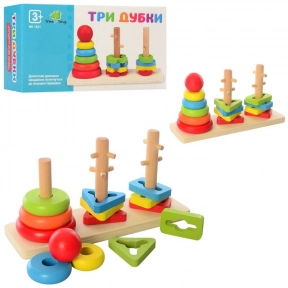 Деревянная игрушка Пирамидка - ключ 3 в 1, MD 1321