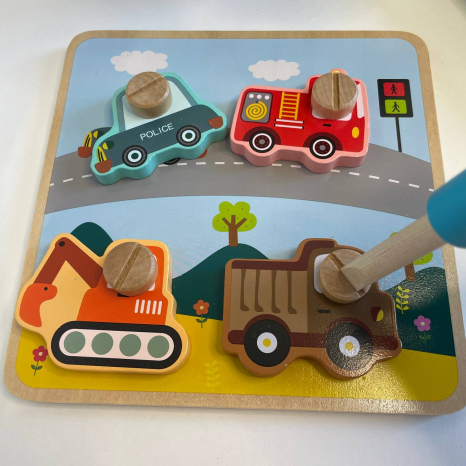 Деревяна логічна дошка-пазл з викруткою Транспорт C 60398