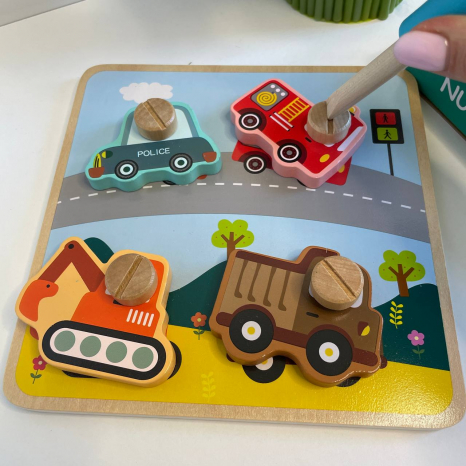 Деревяна логічна дошка-пазл з викруткою Транспорт C 60398
