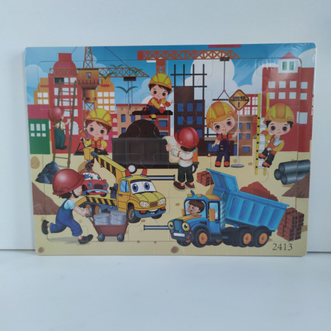 Дерев'яний пазл у рамці, 24 деталі Будівництво