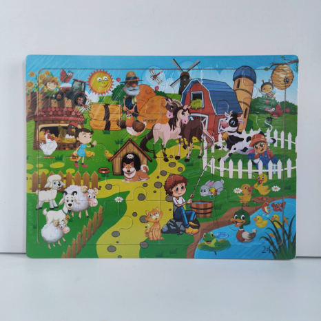 Дерев'яний пазл у рамці, 24 деталі Ферма