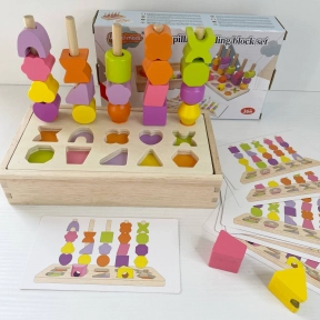 Дерев’яна іграшка C9407 пірамідки-сортер у кор. 23*12,7*4,6