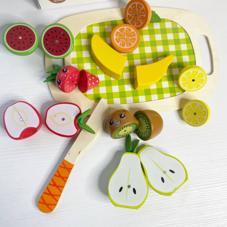 Деревянная доска с фруктами на магнитах, ножиком, C9414