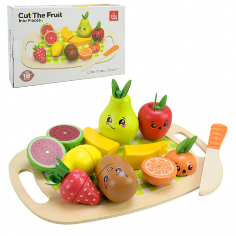 Деревянная доска с фруктами на магнитах, ножиком, C9414