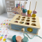 Дерев’яна пірамідка-сортер з геометричними фігурами, картками, шнурівка C9433