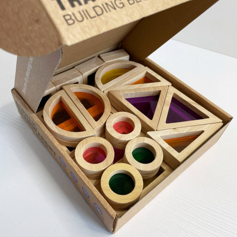 Дерев’яний конструктор з акриловими світловими кольоровими віконечками C9434