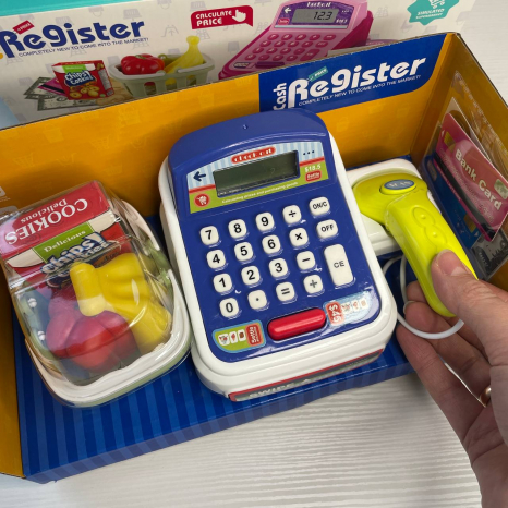 Іграшковий касовий апарат з звуком, підсвічуванням, калькулятор, сканер, кошик з продуктами, CF 8243