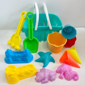 Набір для пісочниці з кошиком (граблі, лопатка, форми для піску) CH 8836