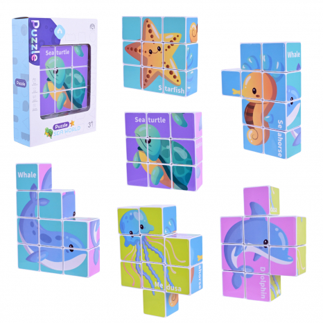 Магнітні кубики головоломка 6 варіантів зображень морських тварин,CH1245