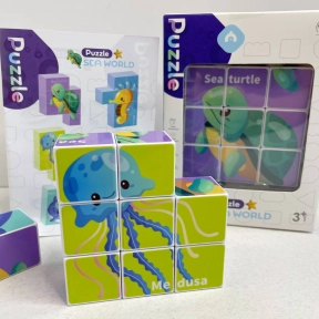 Магнітні кубики головоломка 6 варіантів зображень морських тварин,CH1245