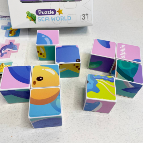 Магнітні кубики головоломка 6 варіантів зображень морських тварин,CH1245