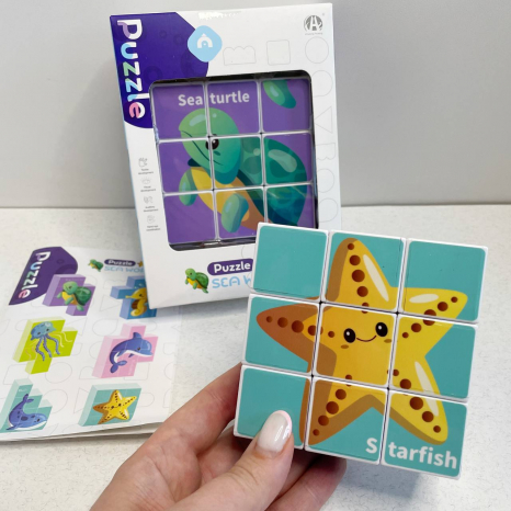 Магнітні кубики головоломка 6 варіантів зображень морських тварин,CH1245