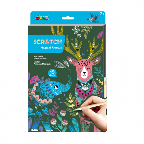 Набір для творчості, скретч-арт "Скретчбук, магічні тварини", 15 аркушів CH221834 Avenir