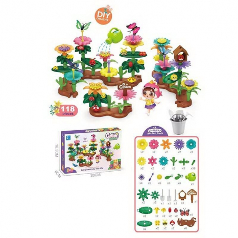 Конструктор Квітковий сад з комахами та набором інструментів CJ 2027 118 деталей