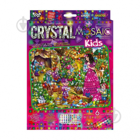Набір для творчості мозаїка із кристалів "Crystal mosaic kids" Білосніжка, CRM-01-07