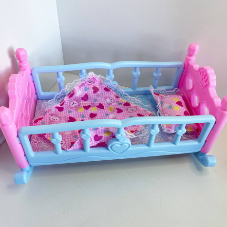 Ліжко для ляльки CS 8882: колиска, подушка, ковдра, довжина 37 см