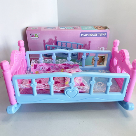 Ліжко для ляльки CS 8882: колиска, подушка, ковдра, довжина 37 см