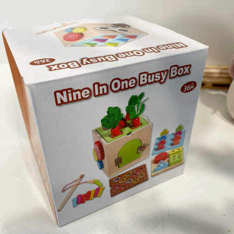 Дерев'яний  логічний розвиваючий куб 9 в 1, геометрик, магнітна гра / риболовля,спінер