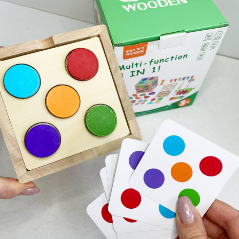 Дерев'яний бізікуб: куб - сортер 8 в 1 (стукалка, магнітна риболовля, моркви, тварини) C 15048