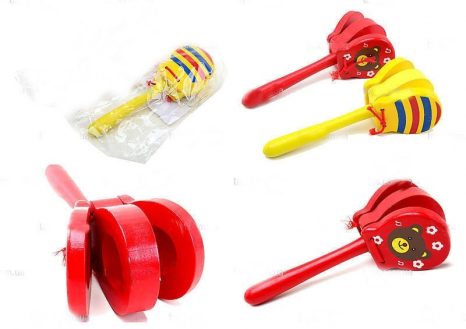 Деревянная игрушка Кастаньета на ручке