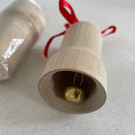 Розфарбуй сам "дзвіночок"середній дерев'яний з червоною стрічкою