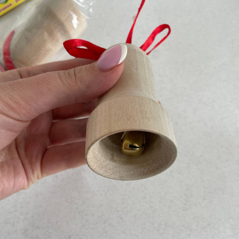 Розфарбуй сам "дзвіночок"середній дерев'яний з червоною стрічкою