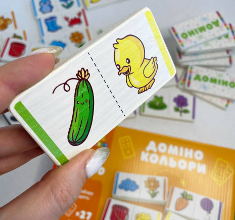 Дитяча дерев'яна гра Доміно кольори Logosvit