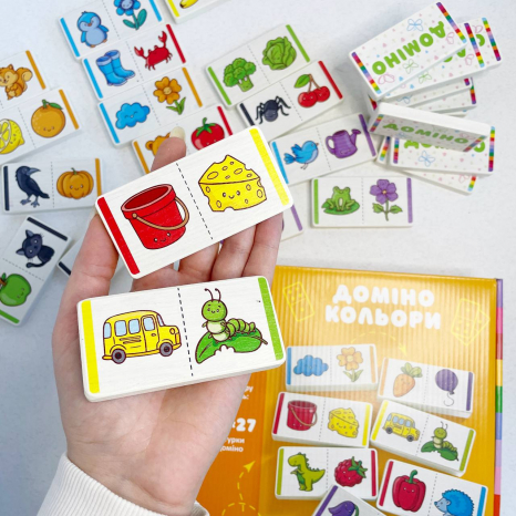 Дитяча дерев'яна гра Доміно кольори Logosvit