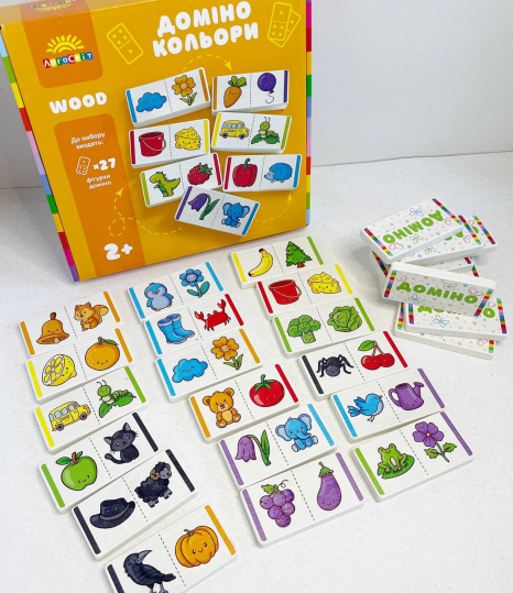 Дитяча дерев'яна гра Доміно кольори Logosvit