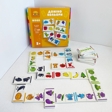 Дитяча дерев'яна гра Доміно кольори Logosvit