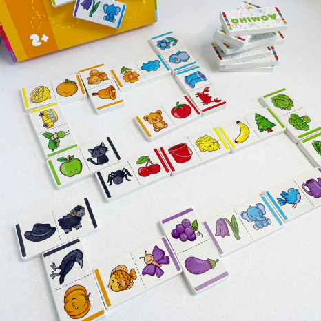 Дитяча дерев'яна гра Доміно кольори Logosvit