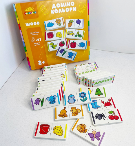 Дитяча дерев'яна гра Доміно кольори Logosvit