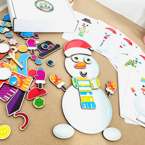 Дерев'яна гра з карточками Збери сніговика Познавалка  Poznavalka