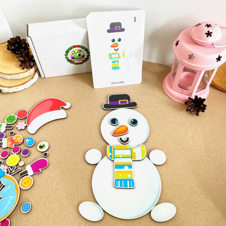 Дерев'яна гра з карточками Збери сніговика Познавалка  Poznavalka