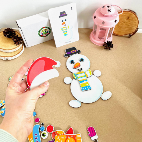 Дерев'яна гра з карточками Збери сніговика Познавалка  Poznavalka