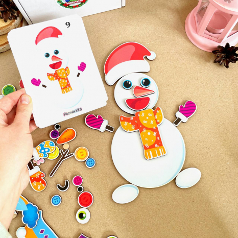 Дерев'яна гра з карточками Збери сніговика Познавалка  Poznavalka