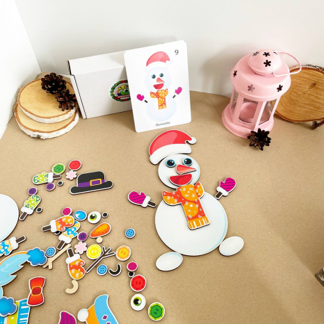 Дерев'яна гра з карточками Збери сніговика Познавалка  Poznavalka