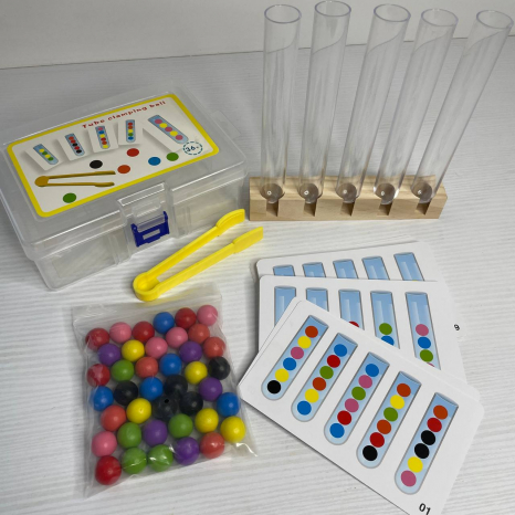 УЦІНКА!!! Дитячий навчальний набір для сортування з картками, кульками, пінцетами