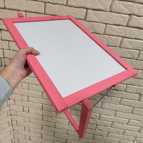 Дошка настільна магнітна двостороння (для крейди та маркерів) 40х52,5х2 рожева РУДІ ДУ253р