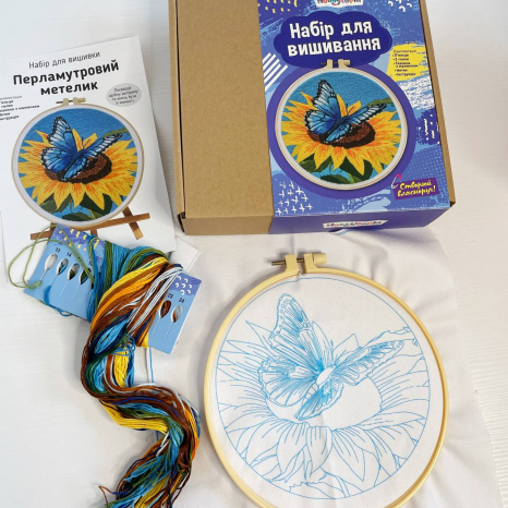 Набір для вишивання гладдю Метелик з п'яльцями DYEK1010
