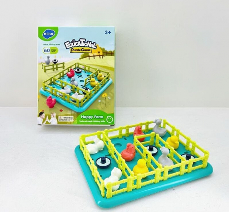 Логічна гра E 7977  "Hola", "Свійські тварини", 8 тваринок, поле, будування загонів