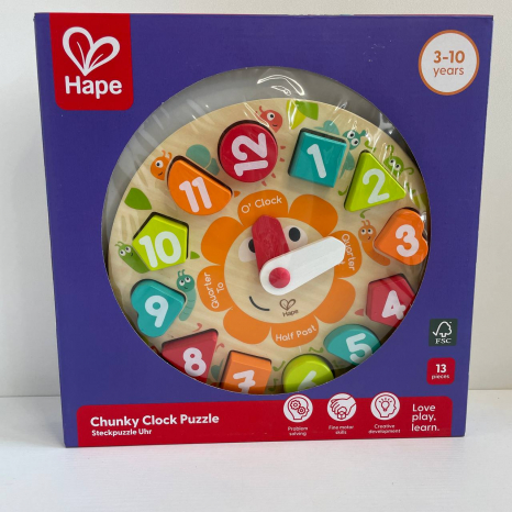 Дерев'яний пазл-сортер Hape Годинник (E1622)