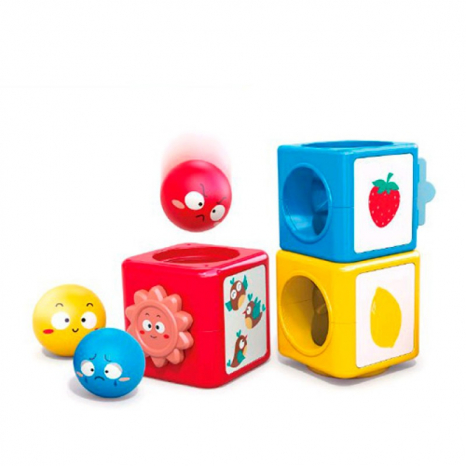 Сортер кольорові кубики з кульками