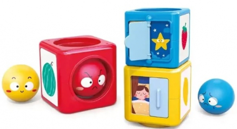 Сортер кольорові кубики з кульками