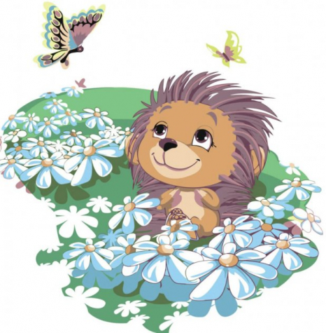 Картина за номерами "Їжачок з метеликами" Strateg. ES068