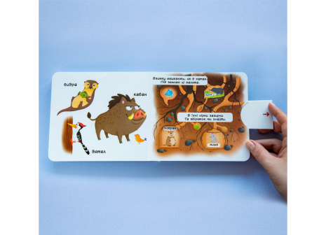 Перша книжка - картонка з рухомими елементами. Лісові тварини. Дізнайся, грай, крути. Crystalbook.