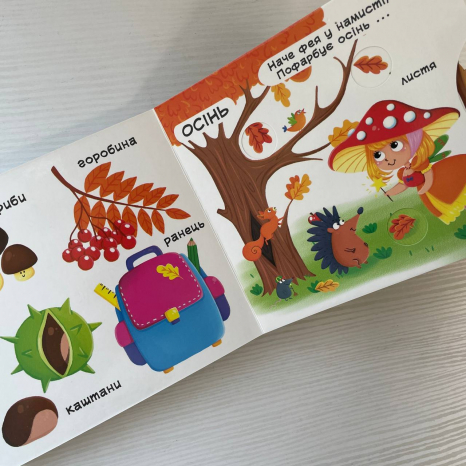 Книжка з механізмами.Перша книжка з рухомими елементами. Пори року. Дізнайся, грай, крути, штовхай