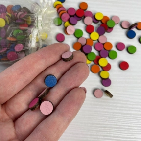 Набор деревянных разноцветных фишек (малые), диаметр 1 см